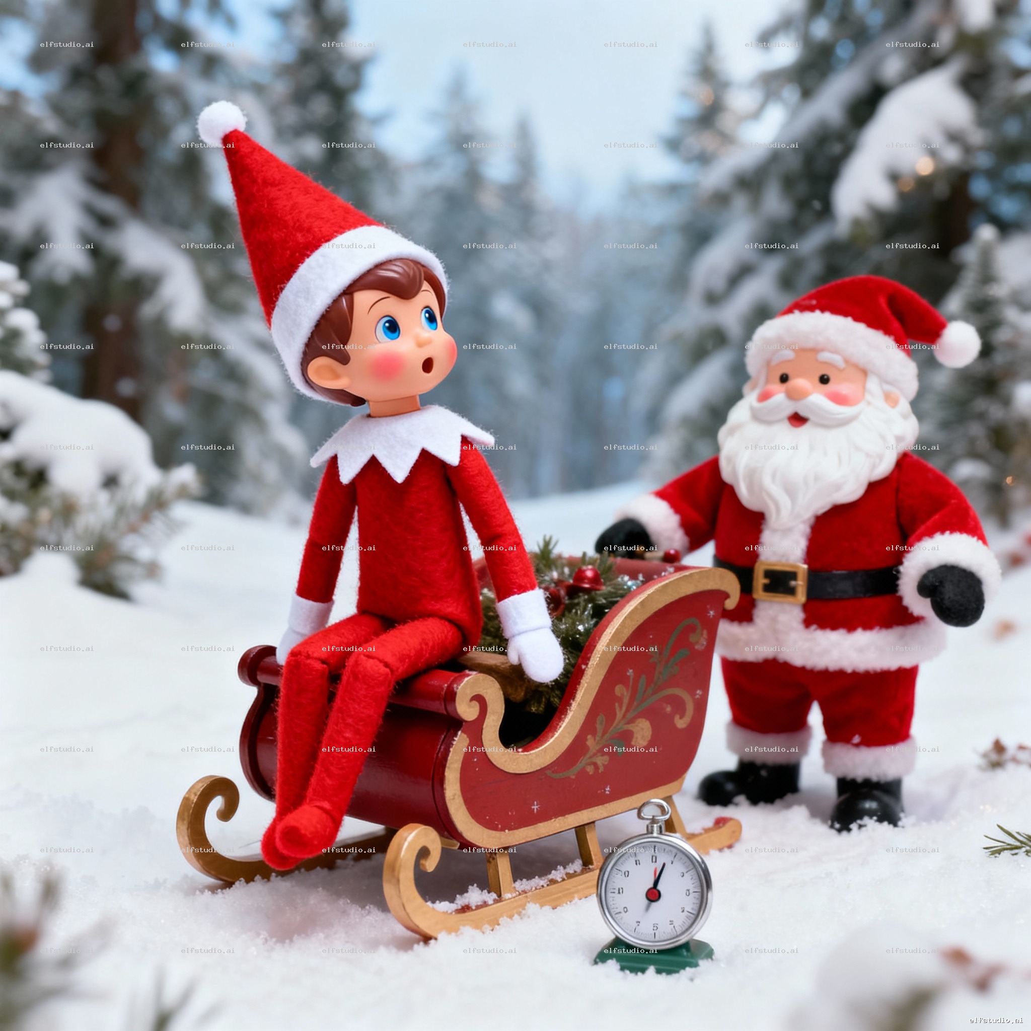 Elf on shelf from Santa sleigh